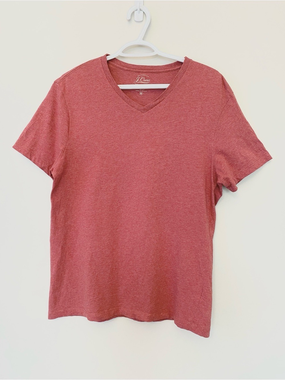 J. Crew Broken-In Knit Goods Men's V-Neck Cotton T-Shirt M Heather Red
